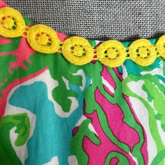 Lilly Pulitzer Delia Shorely Blue Big Flirt Floral Lace Trim Shift Dress 6 - Picture 5 of 7